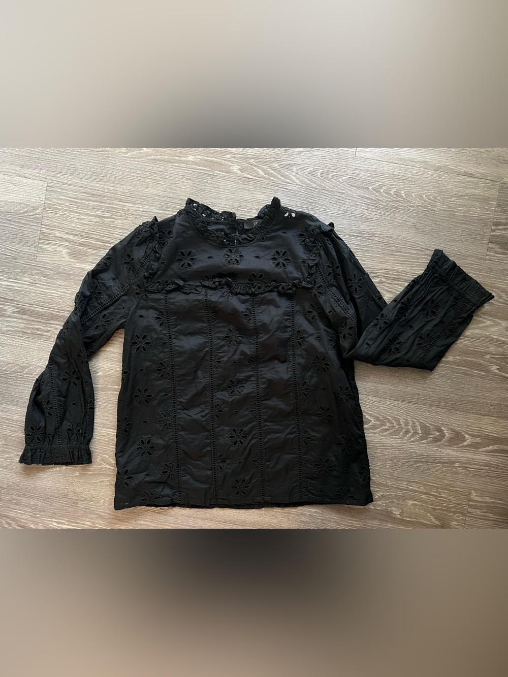 J. Crew Black Eyelet Lace Blouse